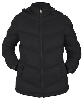 Ladies Solid Puffer with Detachable Hood- Style # LJ318