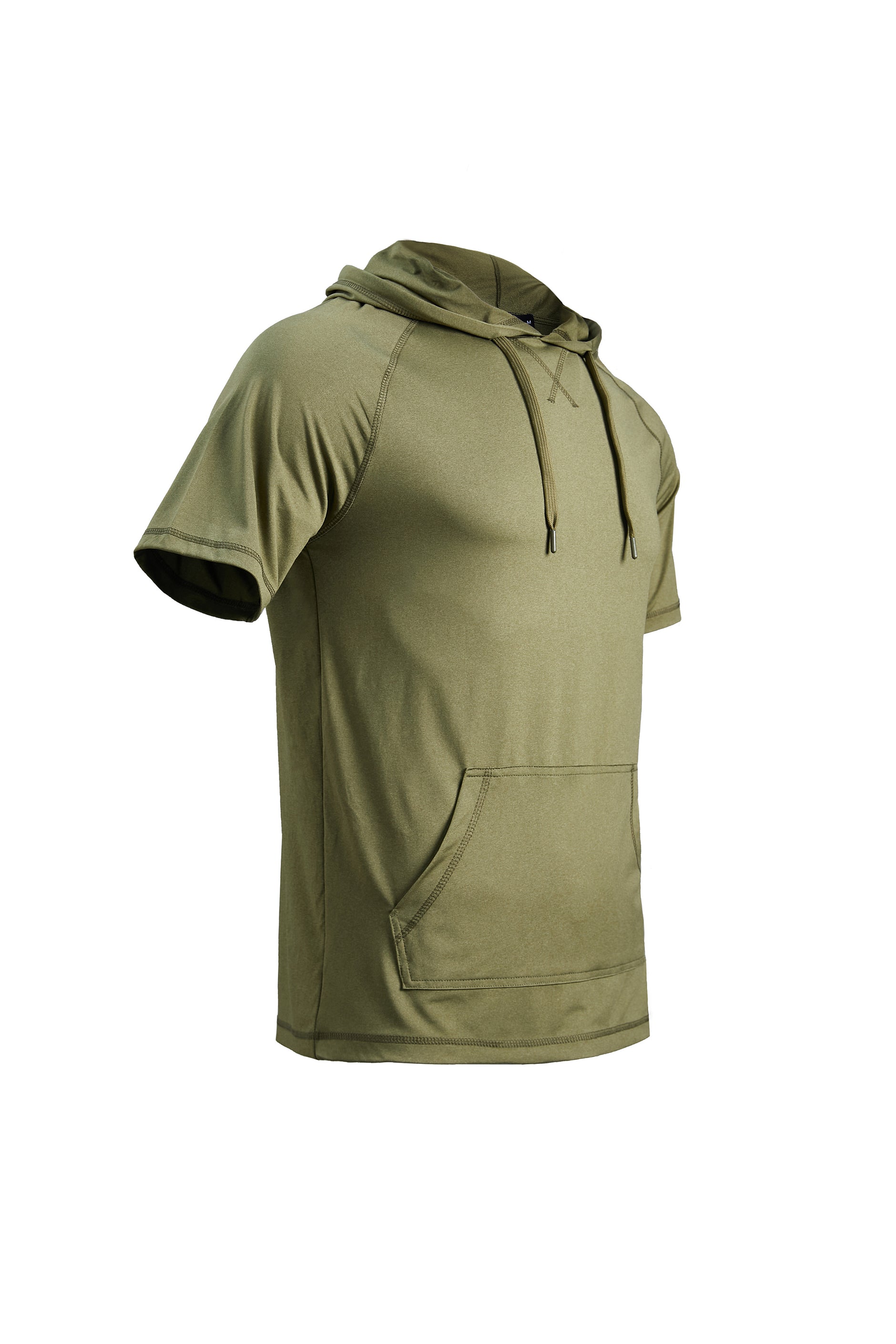 Men's Short Sleeve Pullover Hoodie Tee with Kangaroo Pockets