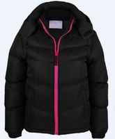 BACK IN STOCK Girl's puff synthetic insulated fleece lined jacket with detachable hood BT311 TODD 2-4